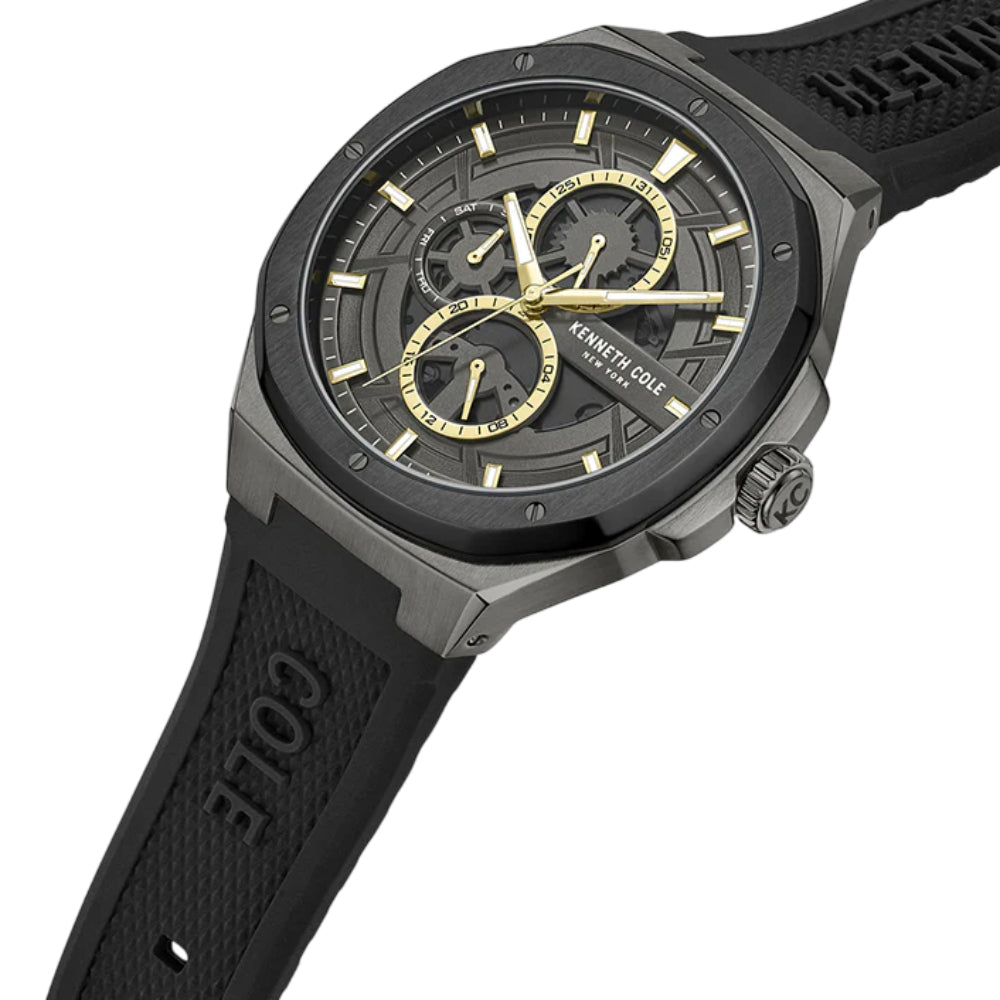 Kenneth Cole New York Dress Sport Men's 43mm Black Strap Watch - Gunmetal dial