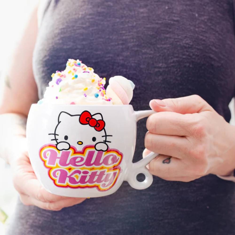 Sanrio Hello Kitty 16 oz Ceramic Coffee Cup With Loop Handle - White