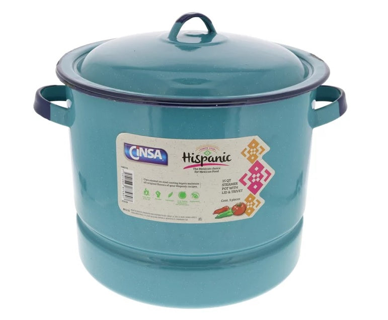 CINSA Steamer Pot with Lid & Trivet - Blue