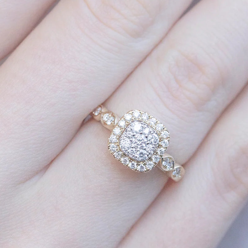 Shy Creation Women's 0.53 ct. Diamond Cluster Engagement Ring in 14K White Gold - Size 7