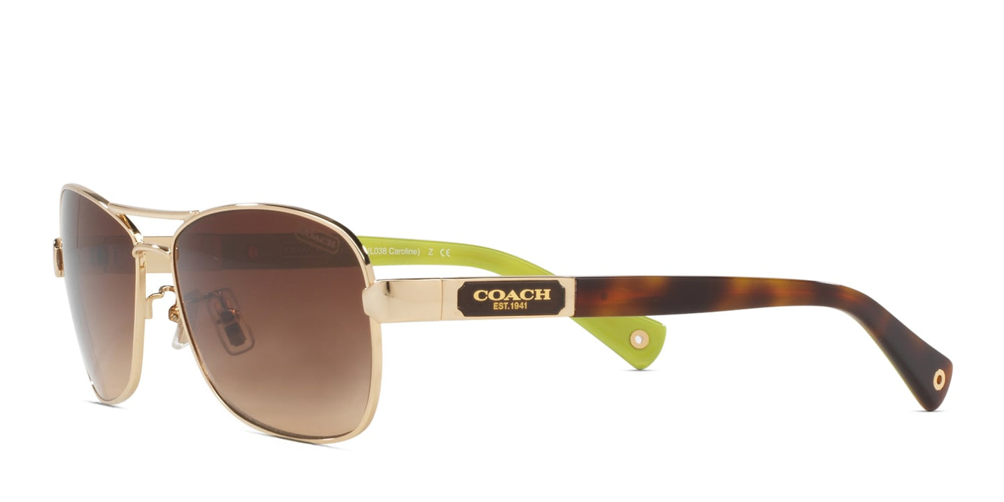 Coach HC7064 Sunglasses - Lite Gold-Crystal /Brown Gradient - Curacao
