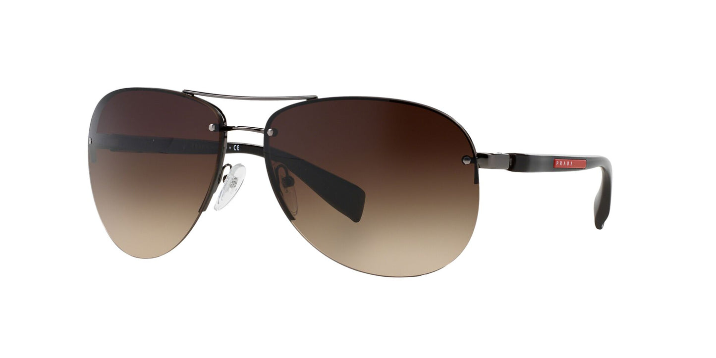 Prada Linea Rossa PS56MS Aviator Sunglasses - Ruthenium Dark Brown / Brown Shaded - Curacao
