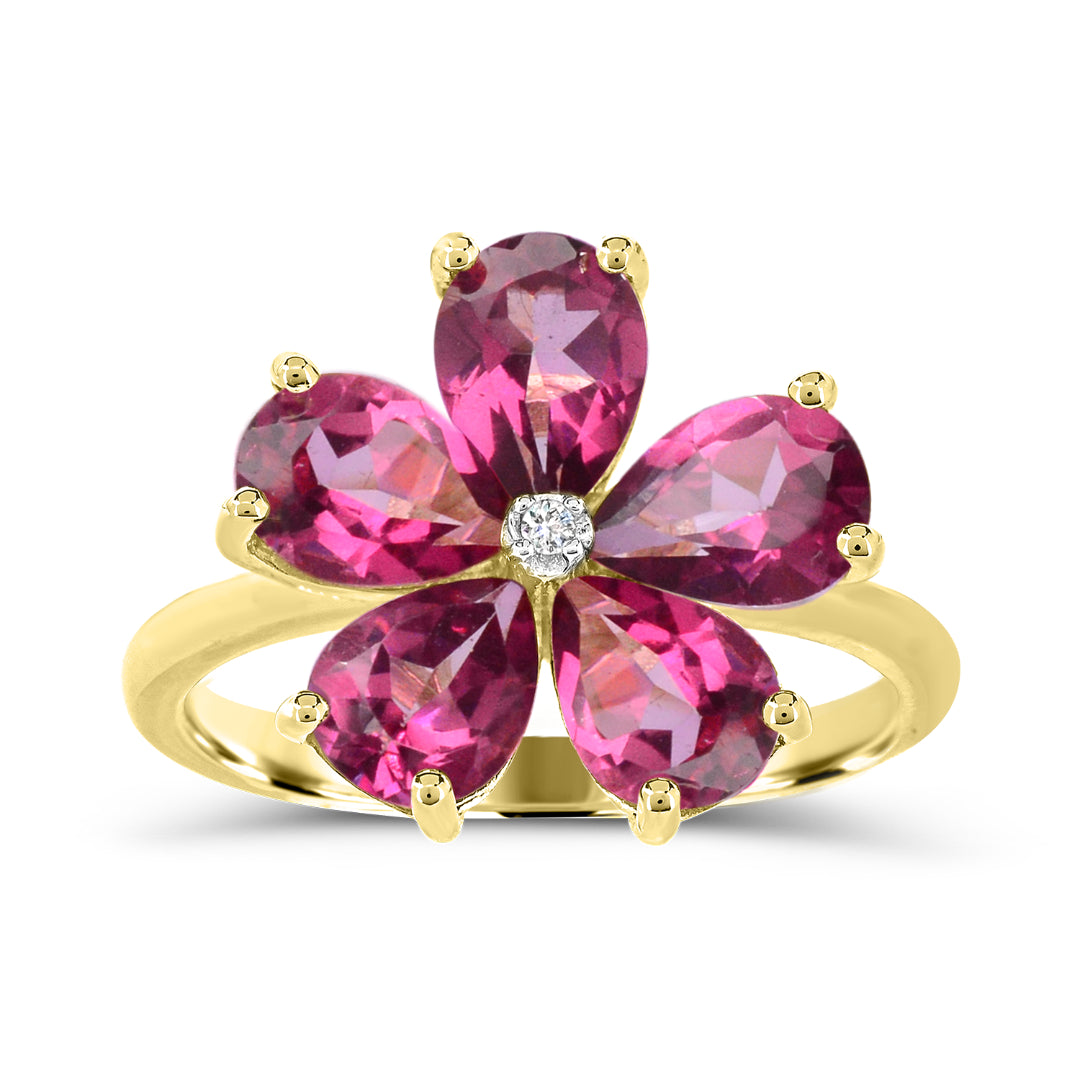 10K Flower Ruby Ring (Size 7)