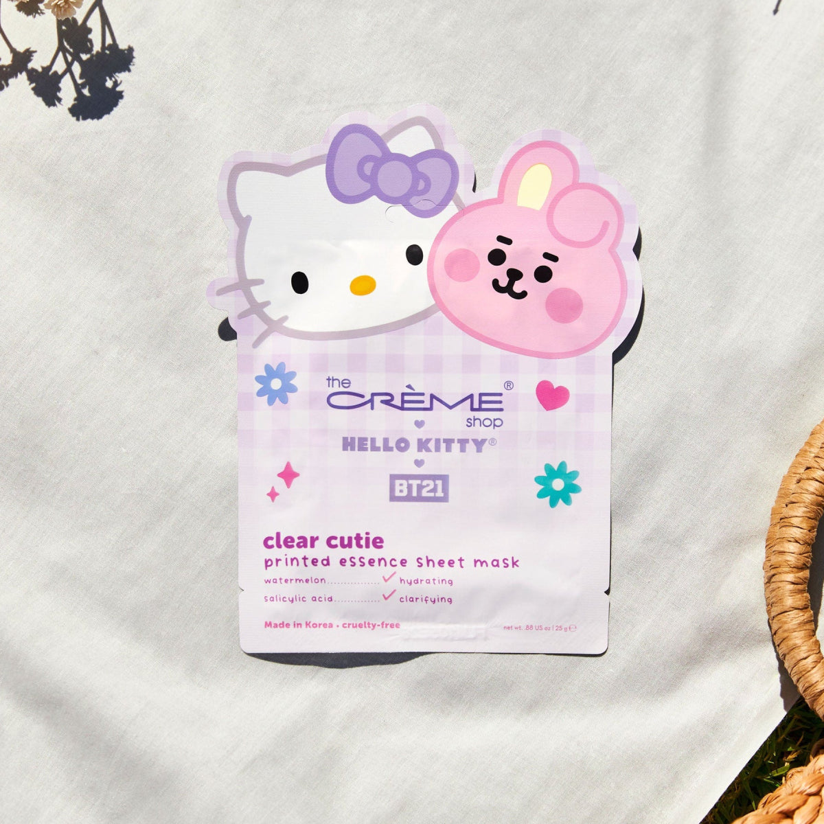 The CrΓΒ¨me Shop x Hello Kitty and BT21 Clear Cutie Essence Sheet Mask