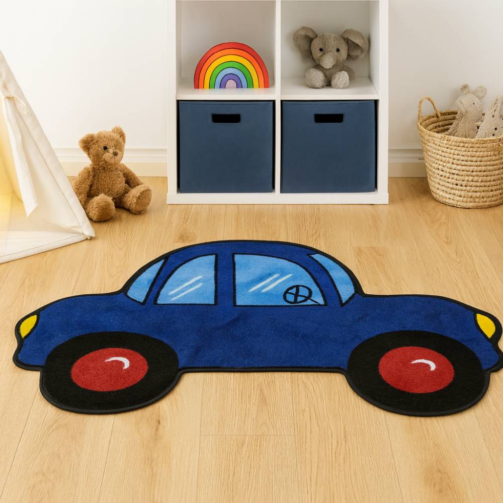 L.A Rugs 3'11" x 2'7" Fun Time Car Cut Area Rug - Blue