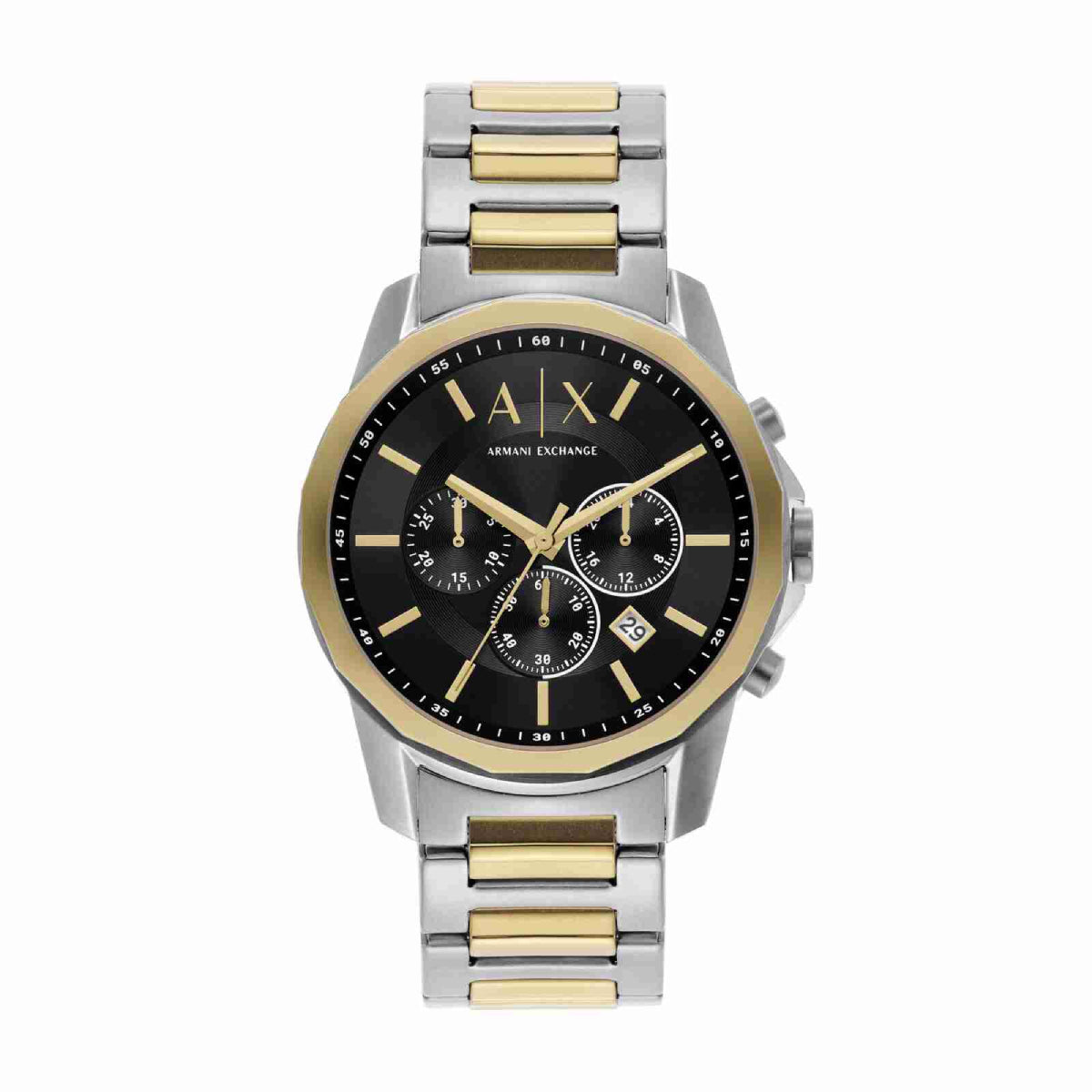 Armani Exchange Men's 44mm Two-Tone Watch with Bracelet - Black
