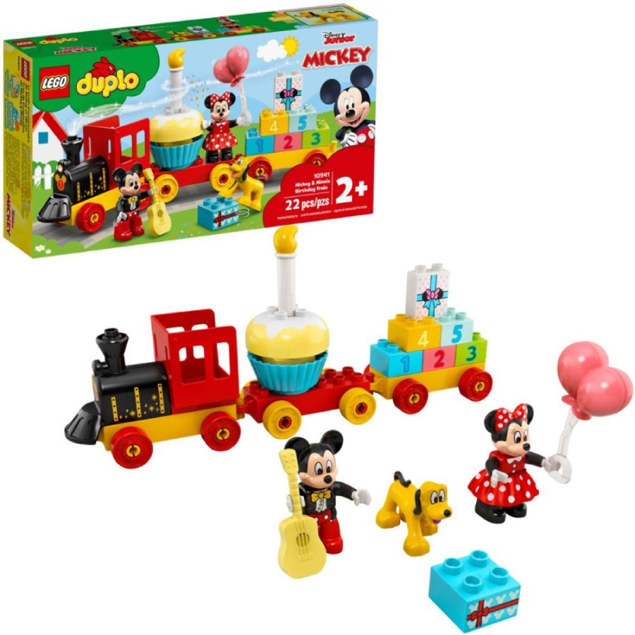 Juego de construcción de tren de cumpleaños de Mickey y Minnie LEGO DUPLO (22 piezas)