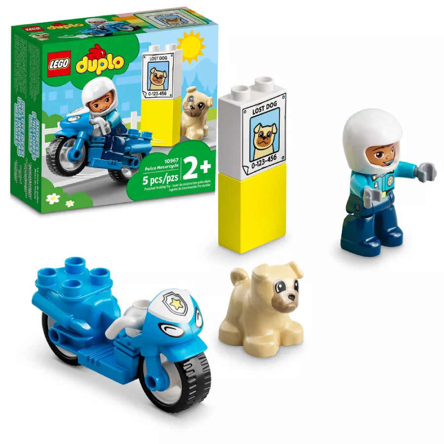Juego de construcción de juguetes LEGO DUPLO: motocicleta policial (5 piezas)