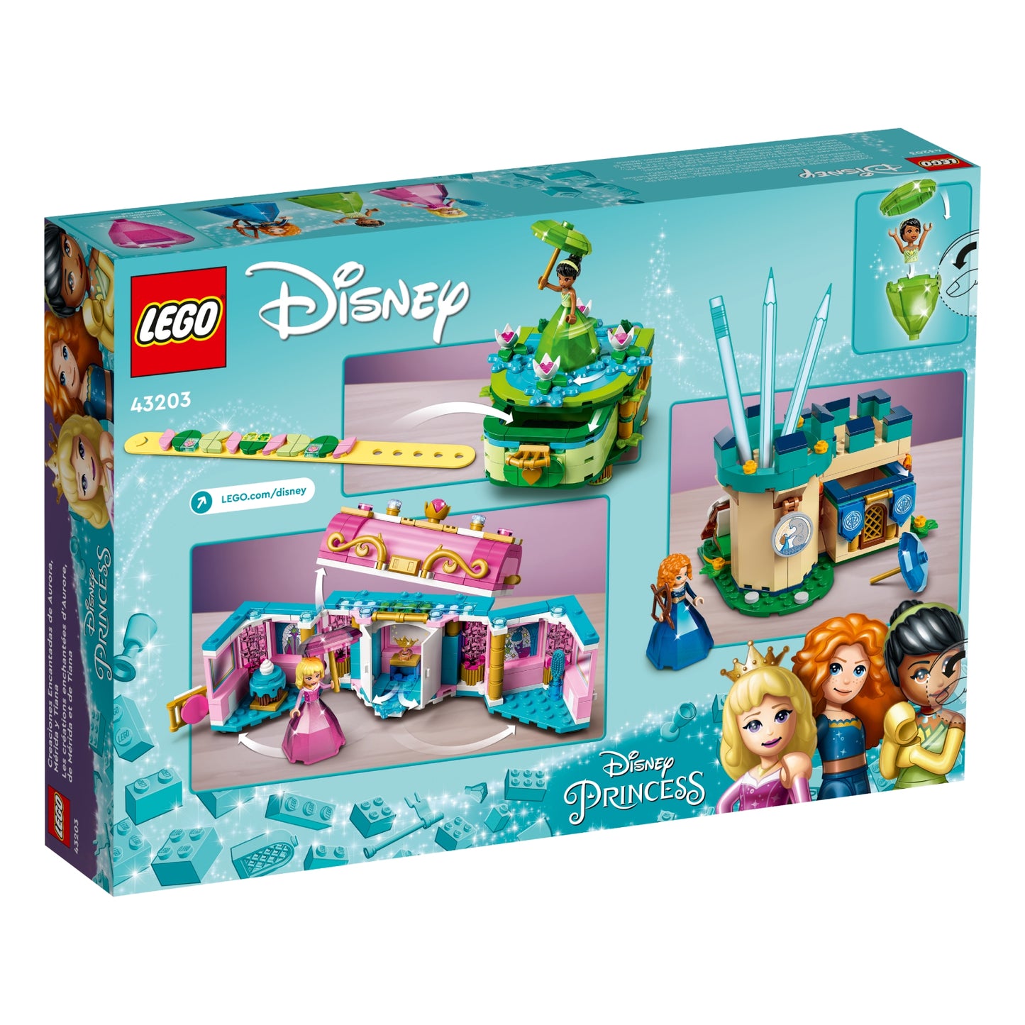 LEGO Disney Aurora, Merida and Tiana's Enchanted Creations Building Toy Set (558-Pieces)