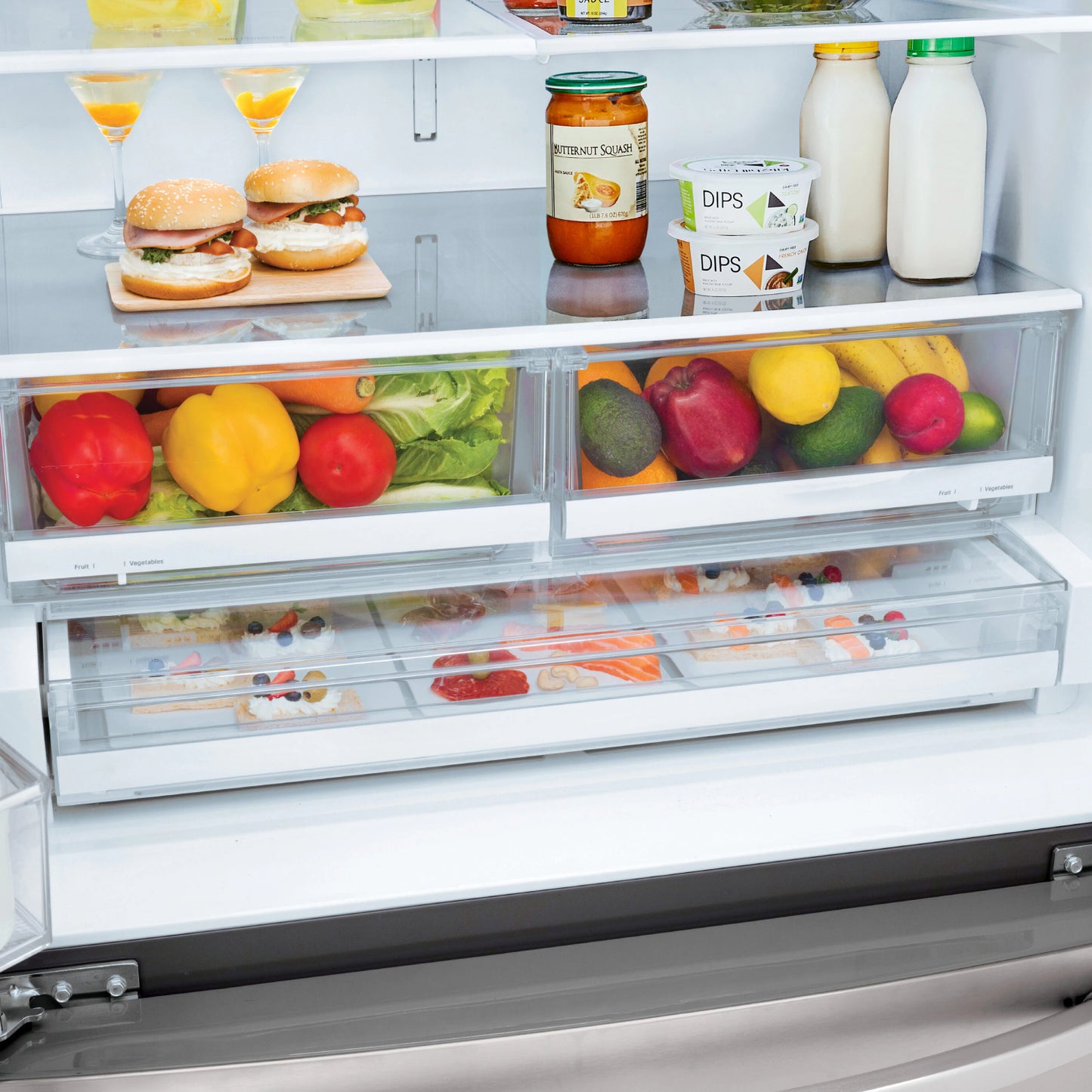 LG LRFS28XBS 28 cu. ft. 3-Door French Door Refrigerator with Ice and Water Dispenser - Silver