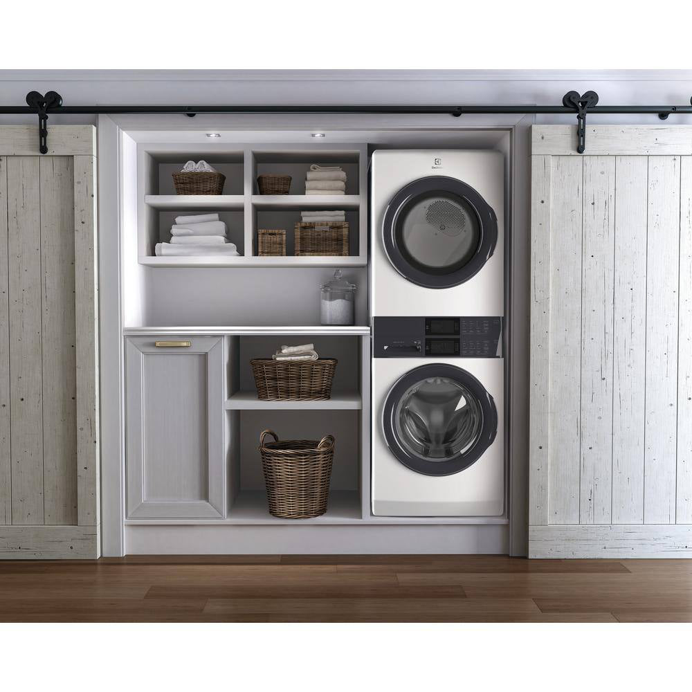 Lavadora apilada Electrolux ELTG7300AW de 4,4 pies cúbicos y secadora a gas de 8,0 pies cúbicos, torre de lavandería con lavado LuxCare, color blanco