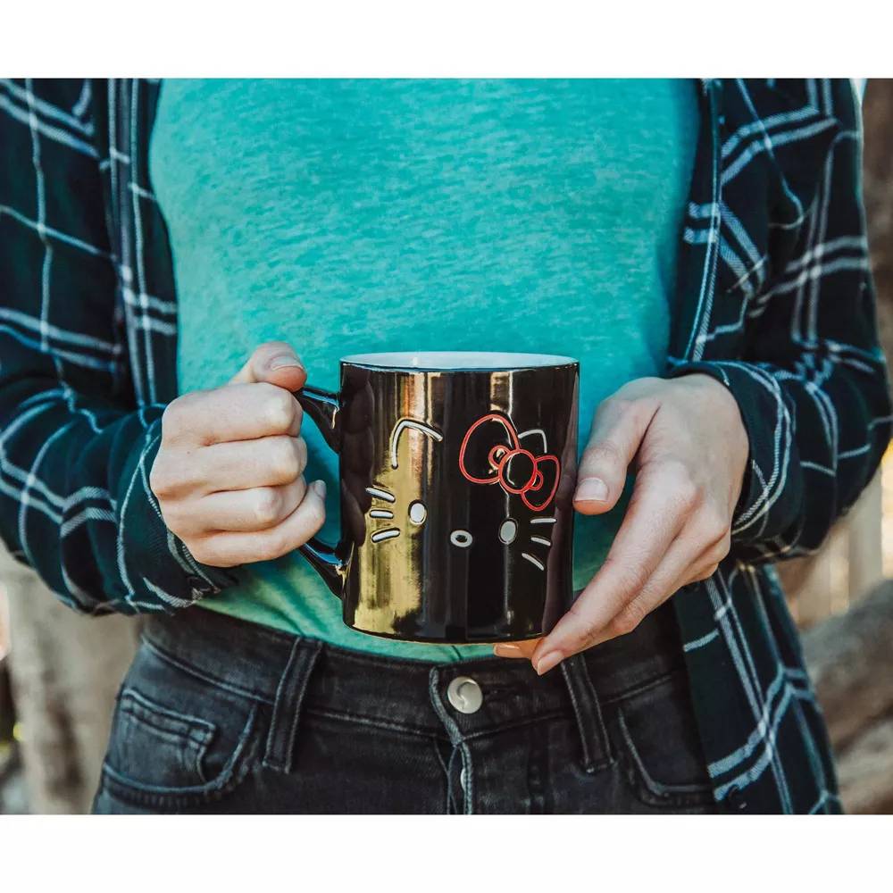 Sanrio Hello Kitty 14 oz Ceramic Wax Resist Mug - Black