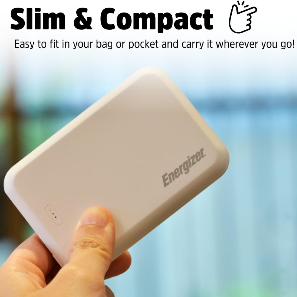 Energizer QM5000 5000mAh Magnetic Wireless Power Bank - White