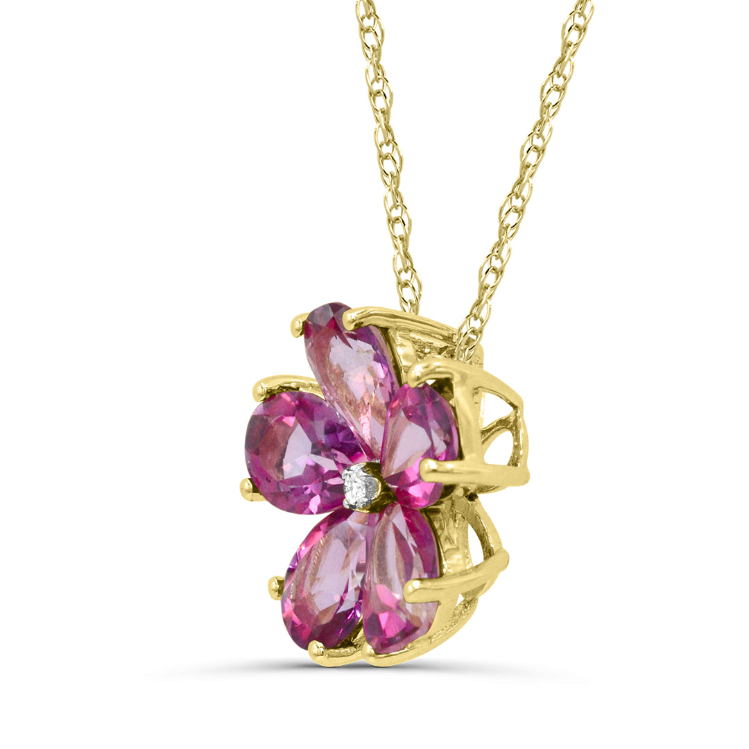 10K Yellow Gold Flower Ruby Necklace