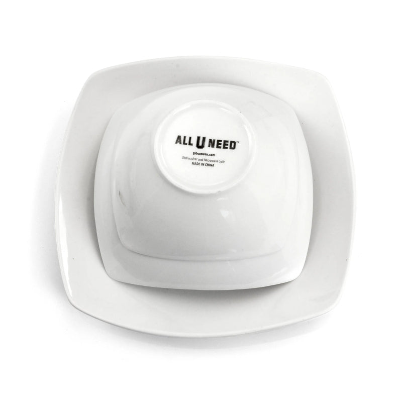 Gibson All U Need Ceramic Dinnerware Combo Set (48-Piece) - White - Curacao