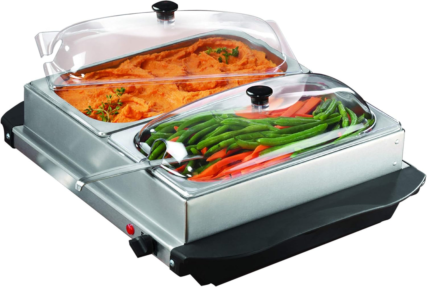 Ovente 3-Quart 2 Pan Buffet Server and Warming Tray