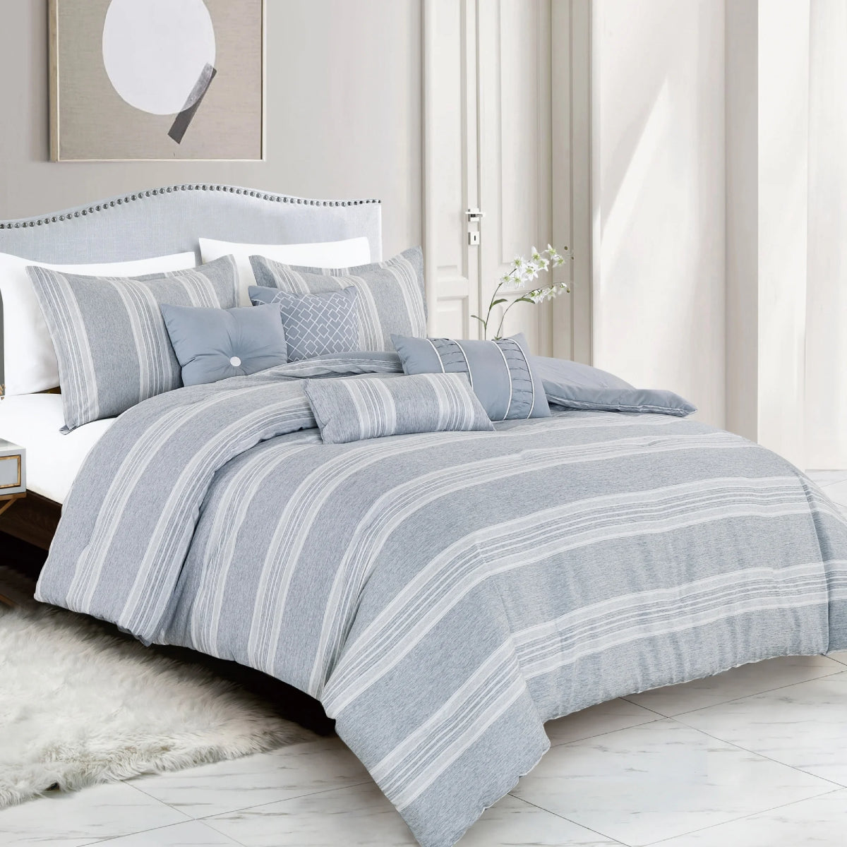 ESCA Aurora Queen Size Comforter Set (7-Pieces) - Gray