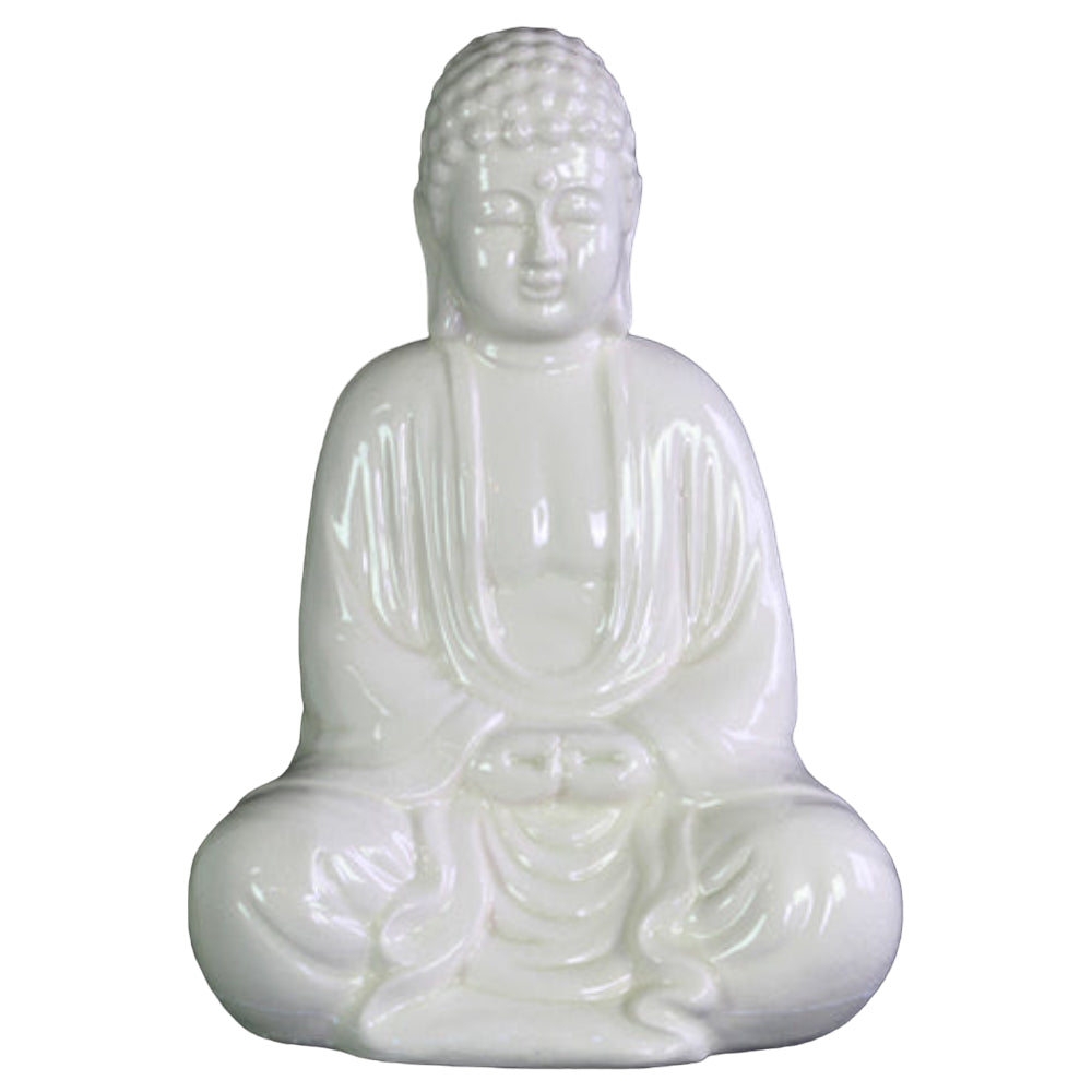 Urban Trends Collection 13" Ceramic Meditating Buddha Figurine - White