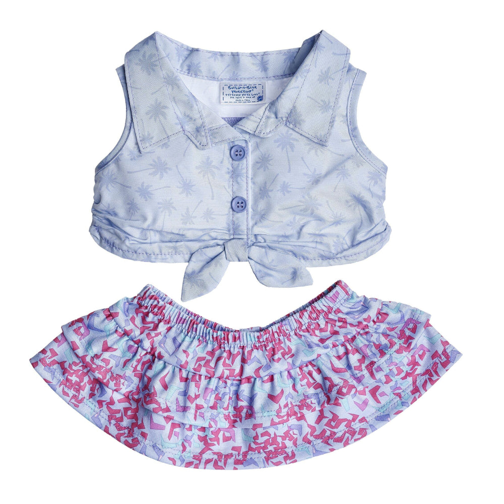 Build-A-Bear Palm Tree Skirt (2-Piece) for Teddy Bear - Blue