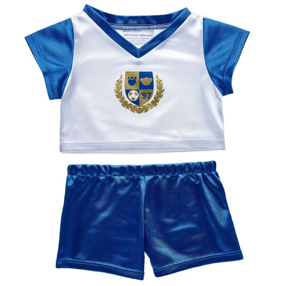 Build-A-Bear Soccer Uniform Set (2 Piece) for Teddy Bear - Blue/White