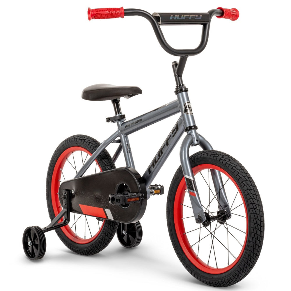 Huffy Pro Thunder Boys 16" Bike with Training Wheels - Red/Gray