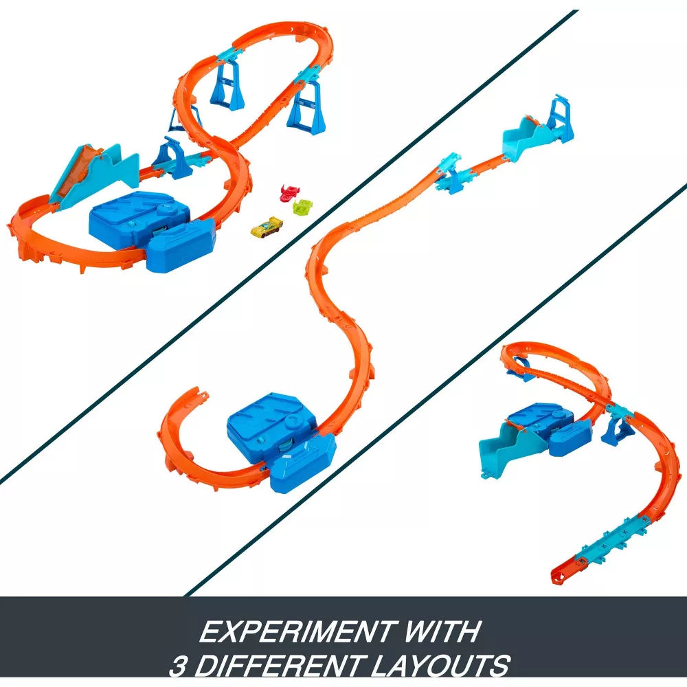Mattel Hot Wheels Track Creator Boosted Jump Speedway Set with 1:64 Scale Toy Car and Motorized Booster