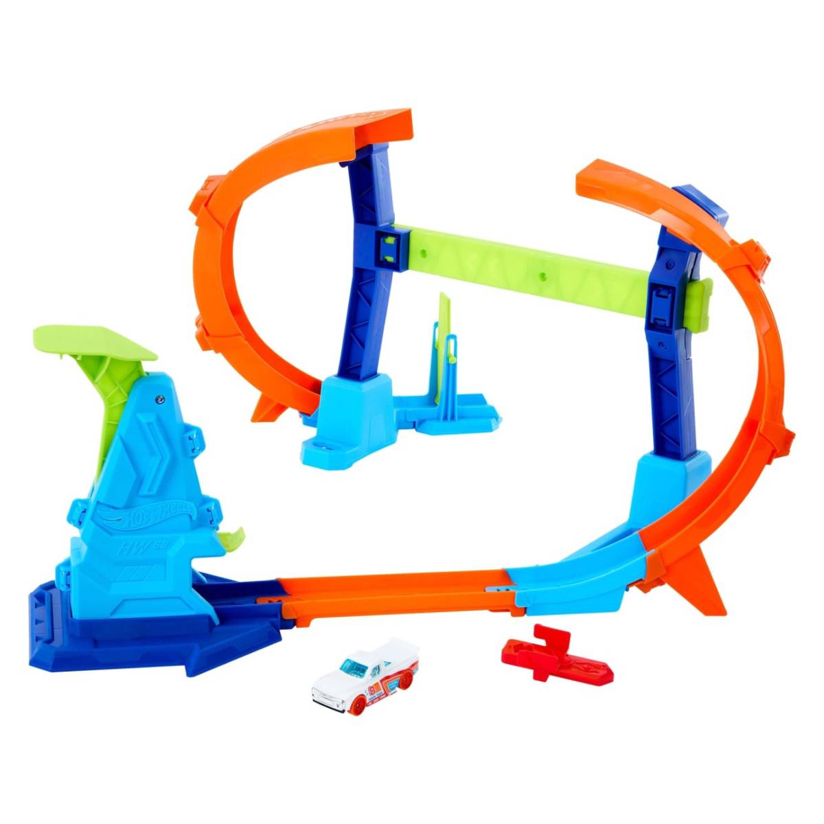 Hot Wheels Stunt Tracks Corkscrew Jump Champion Track Set with Toy Car
