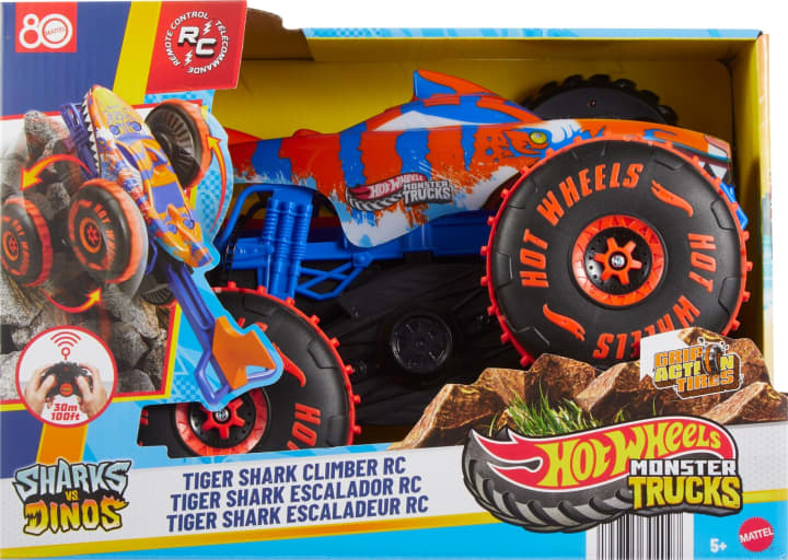 Hot Wheels Monster Trucks 1:15 Scale Tiger Shark Climber Truck with Remote Control
