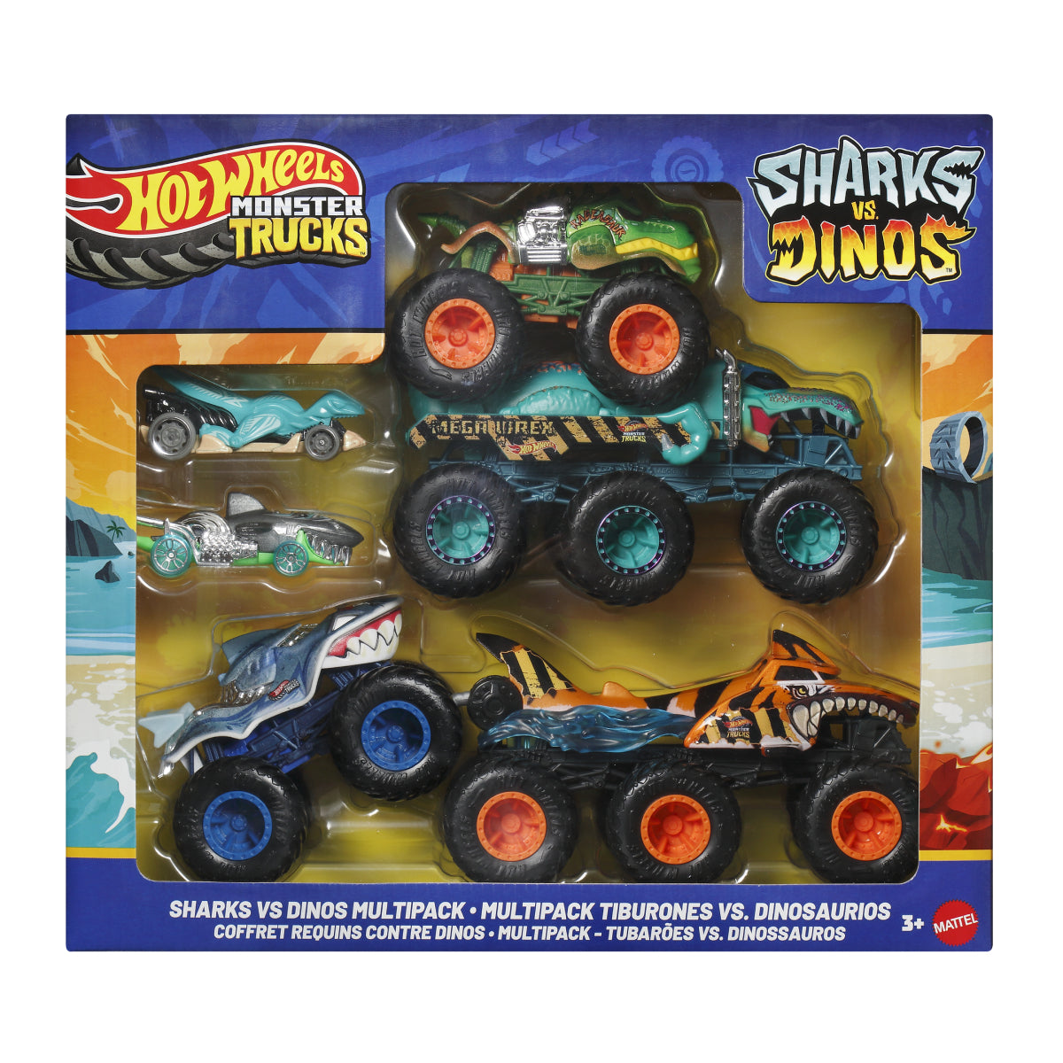 Hot Wheels Monster Trucks Sharks vs Dinos Multipack (6-Pieces)