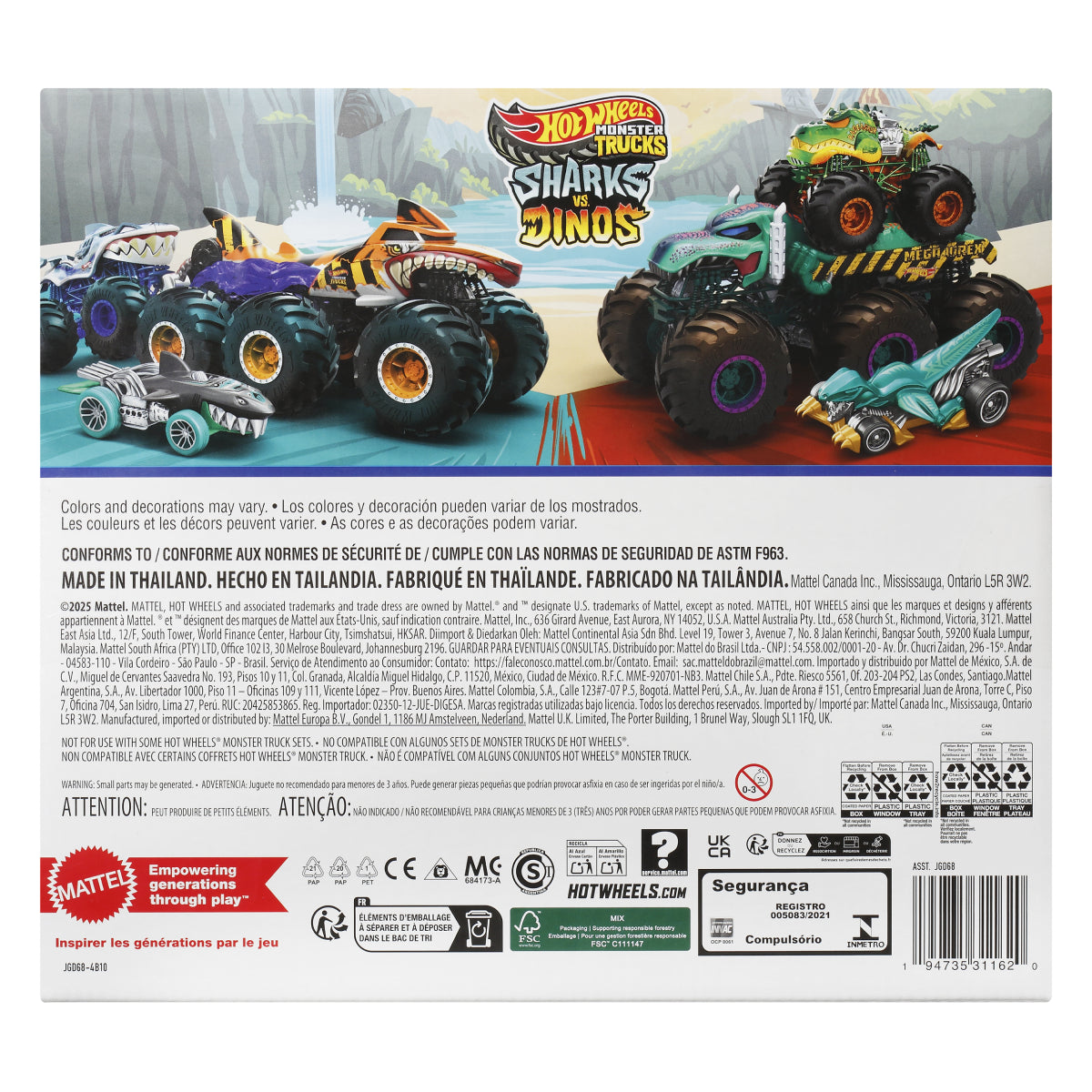 Hot Wheels Monster Trucks Sharks vs Dinos Multipack (6-Pieces)