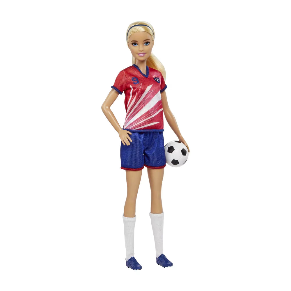 Mattel Barbie Soccer Doll with Acessories - Red/Blue