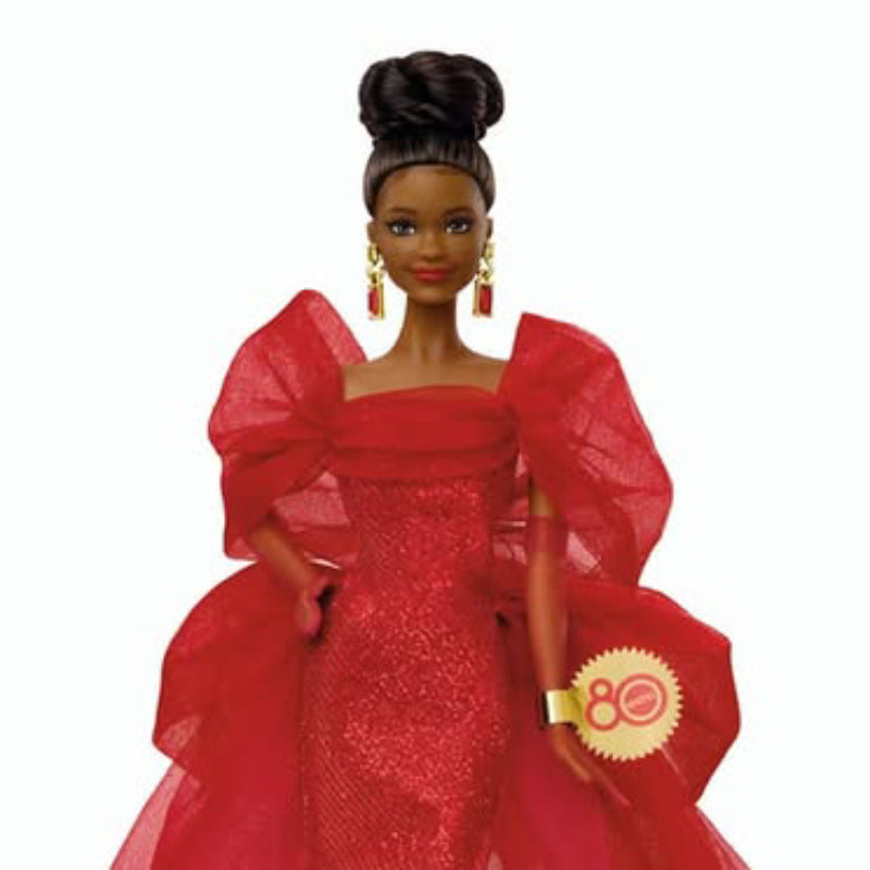 Barbie 80th Anniversary Brunette Doll - Red