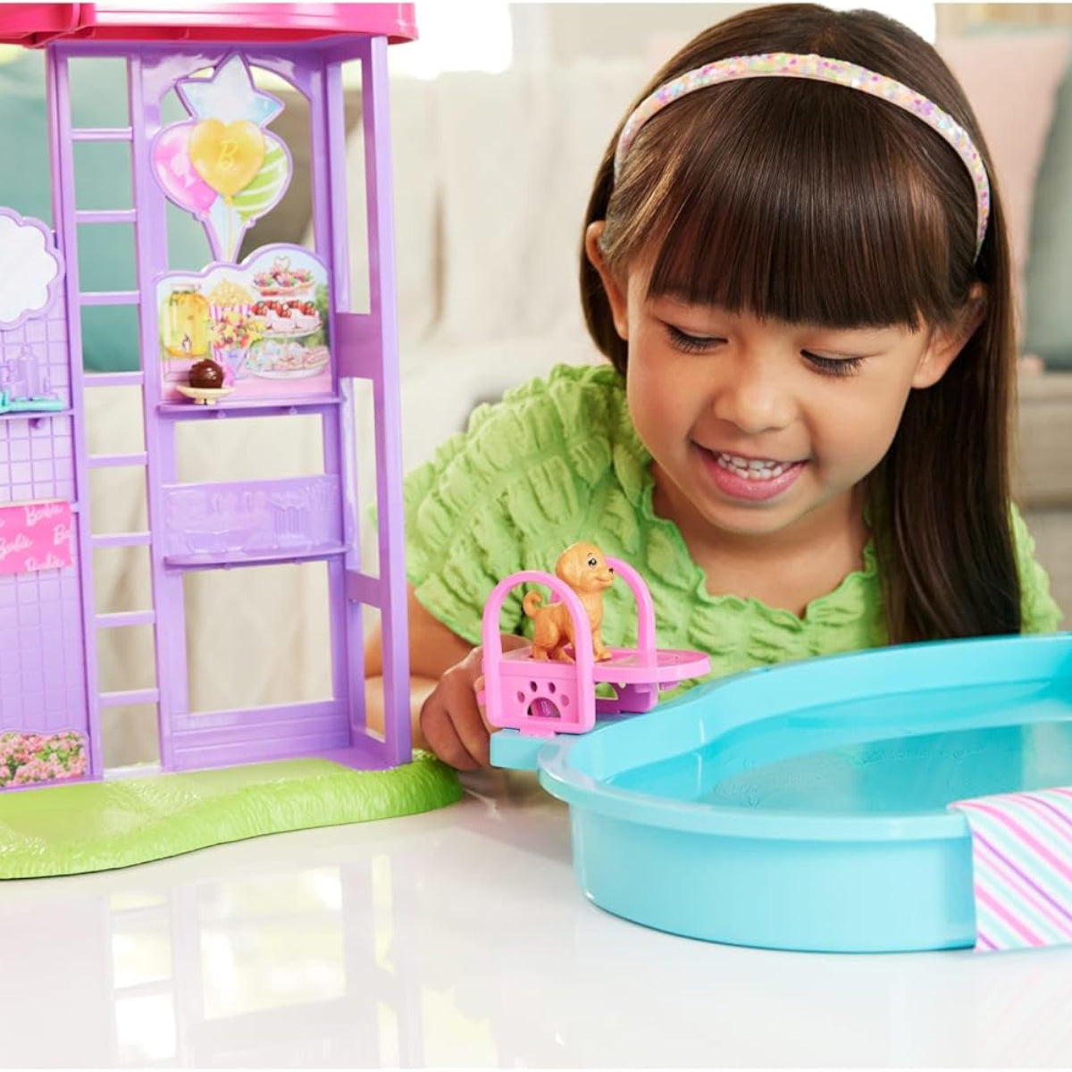 Mattel Barbie Dream Pool Playset with Slide and Bubbling Hot Tub