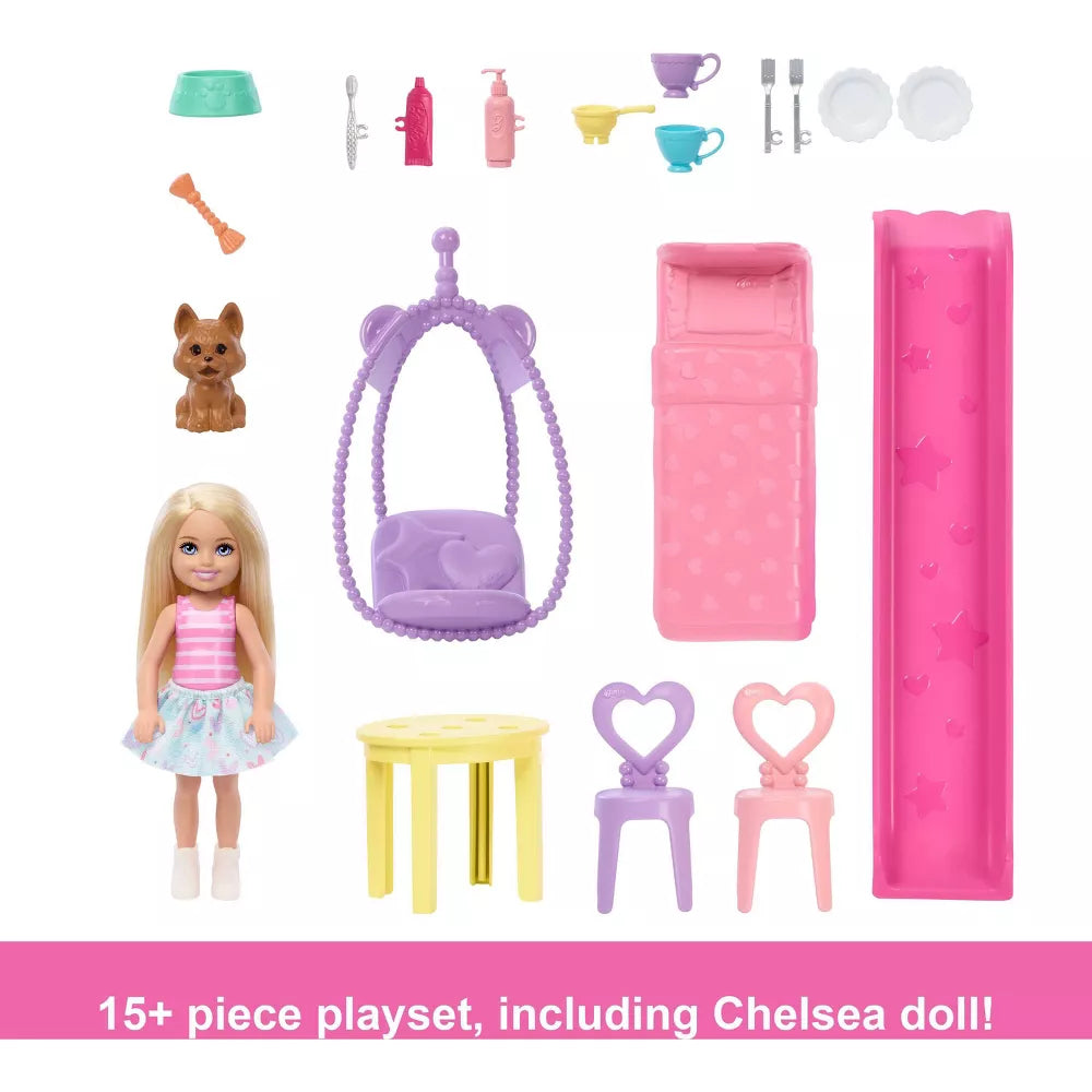Mattel Barbie Chelsea Pop-Up Doll House with Doll & 15+ Accessories