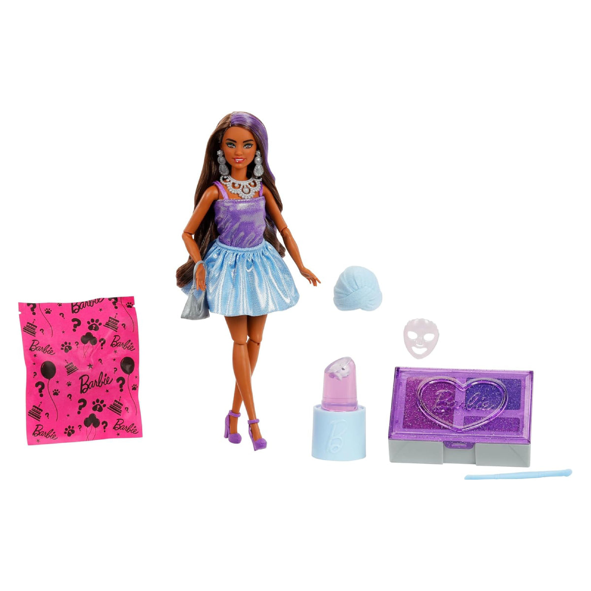Mattel Barbie Party Unboxed Sparkle Doll with Accessories - Purple