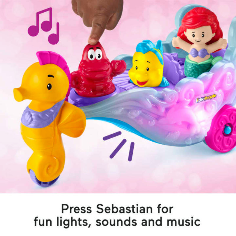 Little People Ariel's Disney Princess Light-Up Sea Carriage Musical Vehicle Toy