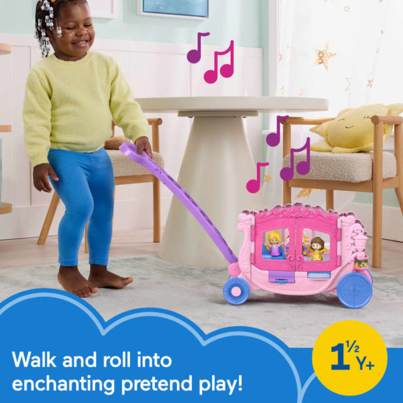 Fisher-Price Little People Disney Princess Pull-Along Musical Carriage Toy with 2 Figures
