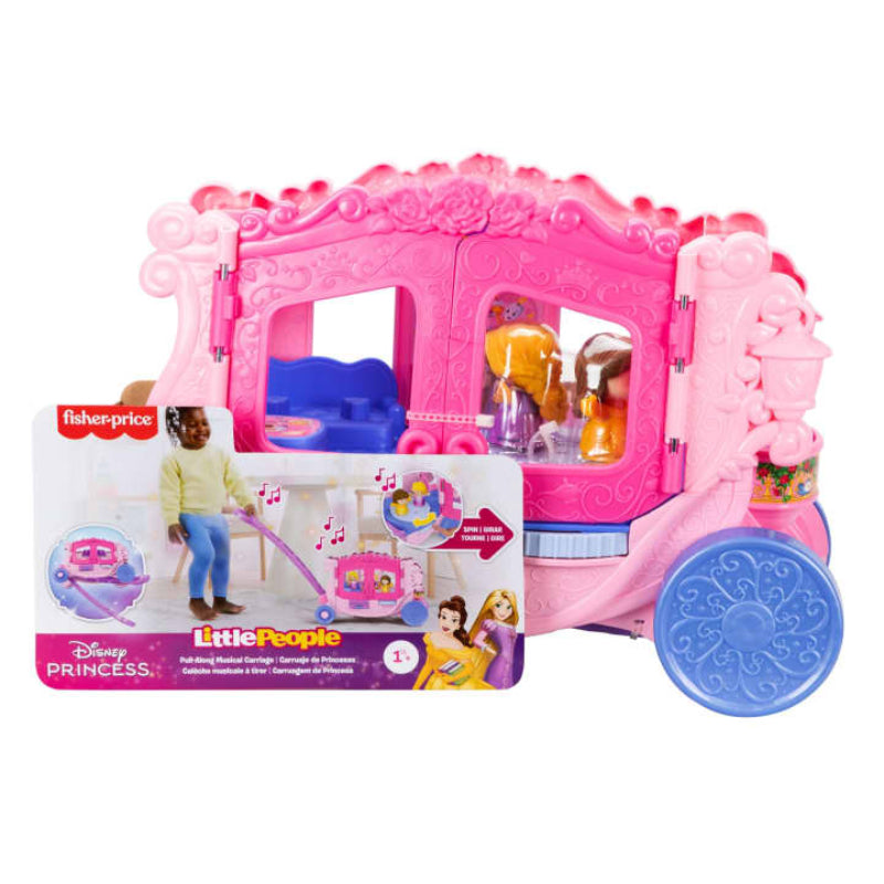 Fisher-Price Little People Disney Princess Pull-Along Musical Carriage Toy with 2 Figures