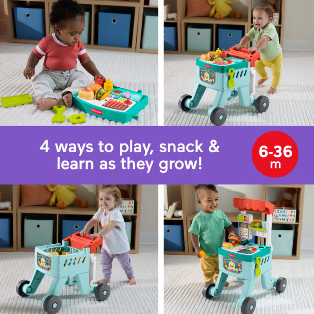 Fisher-Price Laugh & Learn 4-In-1 Snack Cart Walker Baby & Toddler Learning Toy
