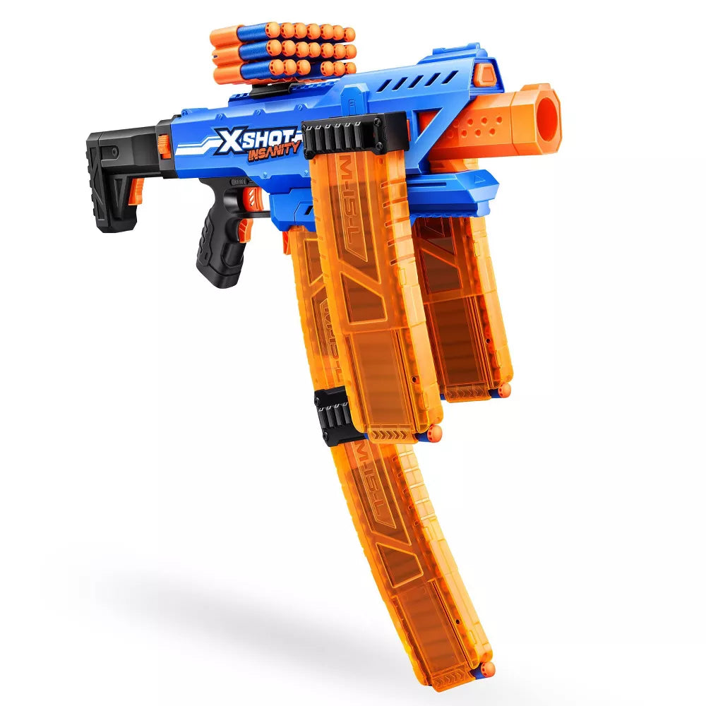 X-Shot Insanity Motorized Clip Blaster - Blue/Orange
