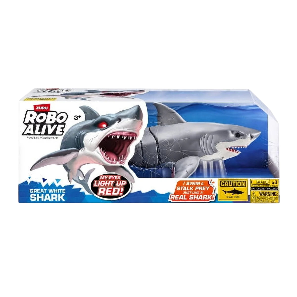 Robo Alive Light Up Shark Attack Toy- Gray/White