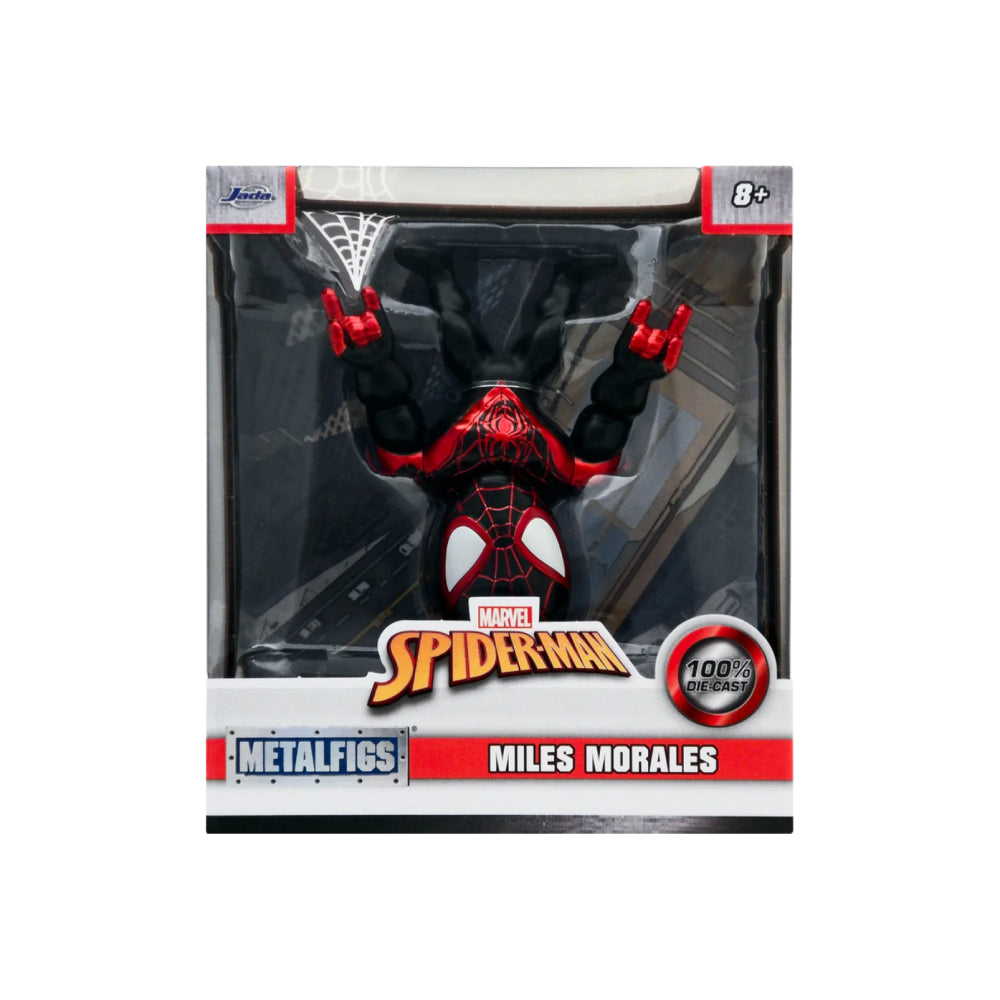 Figura de Spider-Man Miles Morales de 4" de Jada Toys Metalfigs Marvel - Negro/Rojo