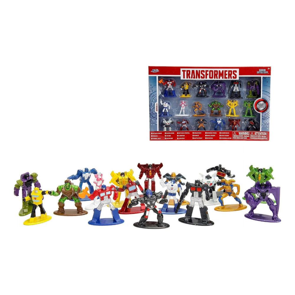 Figuras de metal Nano de Transformers de Jada Toys (juego de 18)