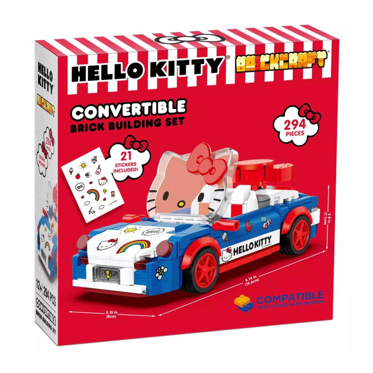 Sanrio Hello Kitty Brickcraft Custom Convertible Building Toy Set (294 Piece)