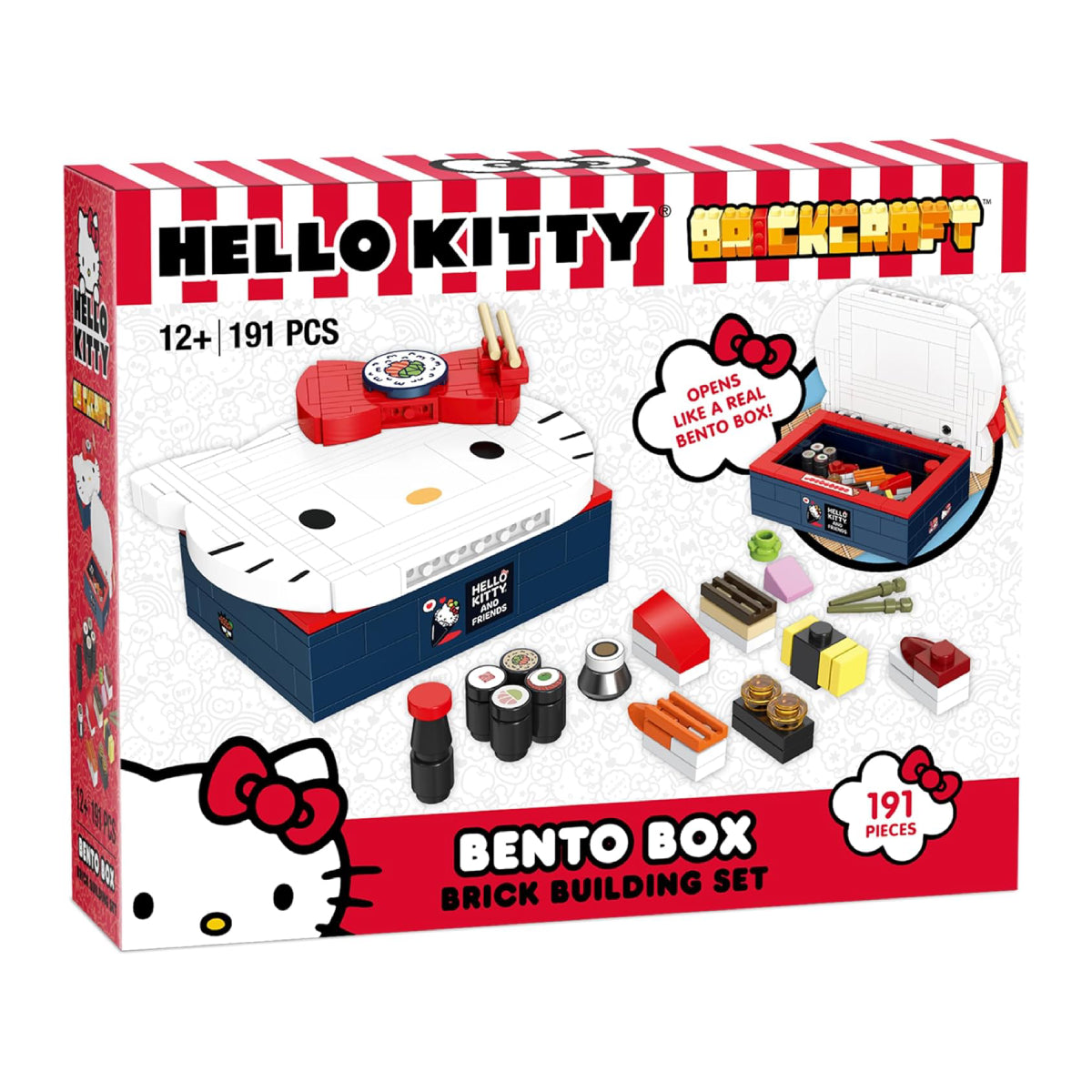 Hello Kitty Bento Box Brick Building Toy Set with Mini Sushi (191-Piece)