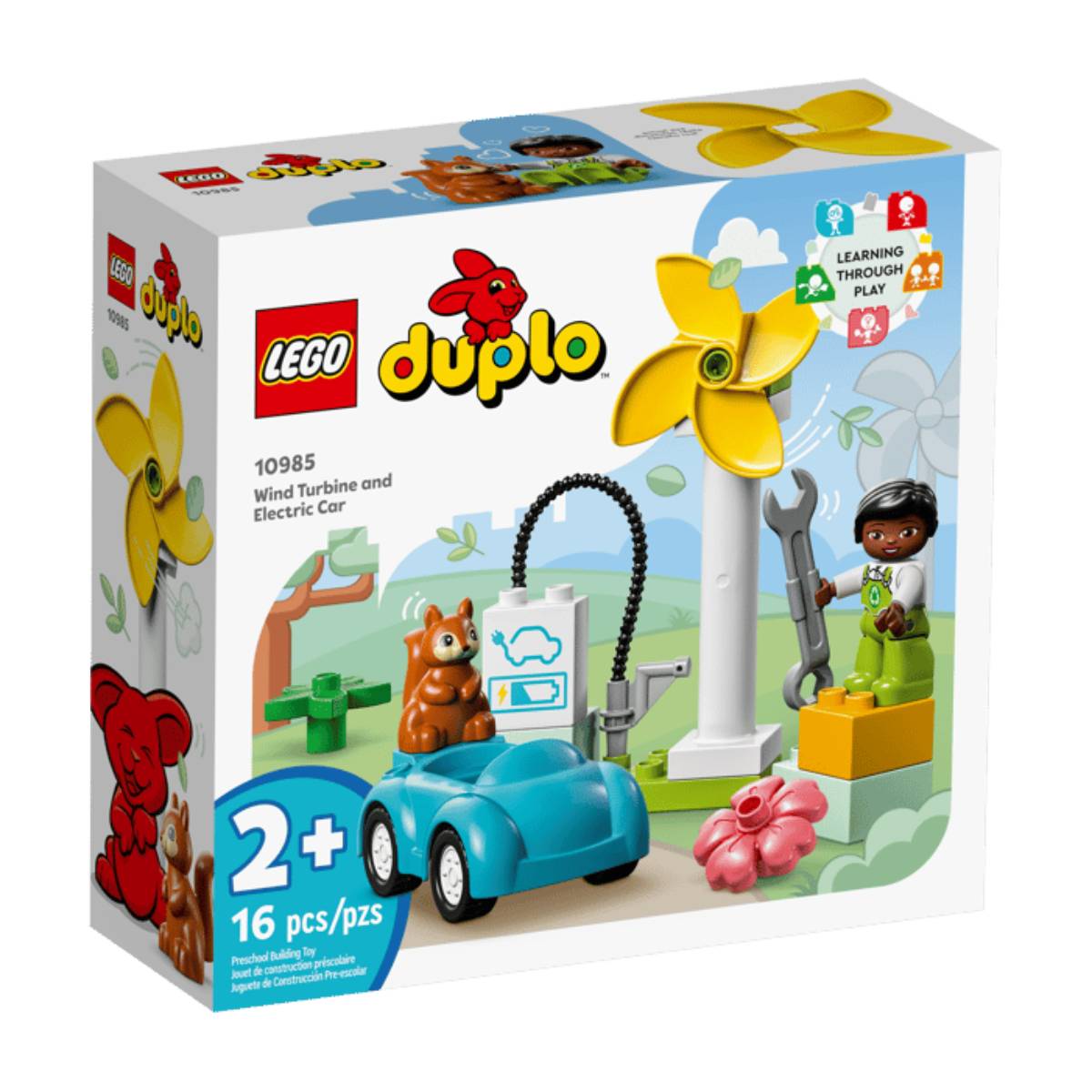 Juguete de construcción LEGO DUPLO Town con turbina eólica y coche eléctrico (16 piezas)