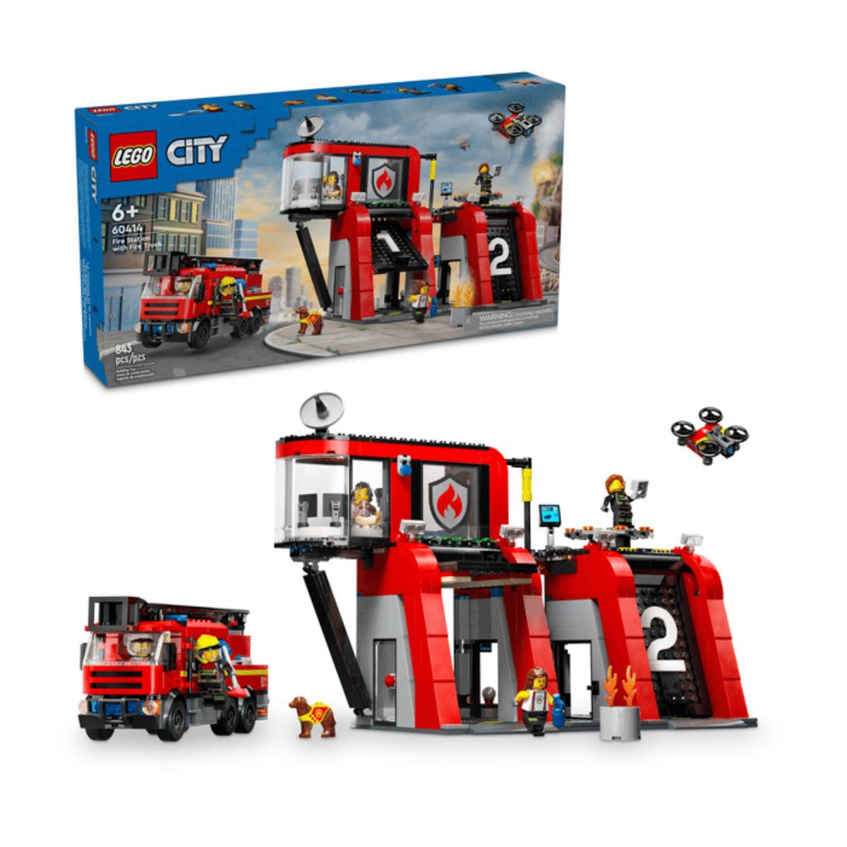 LEGO City Fire Station with Fire Truck Building Toy Set (843-Pieces)