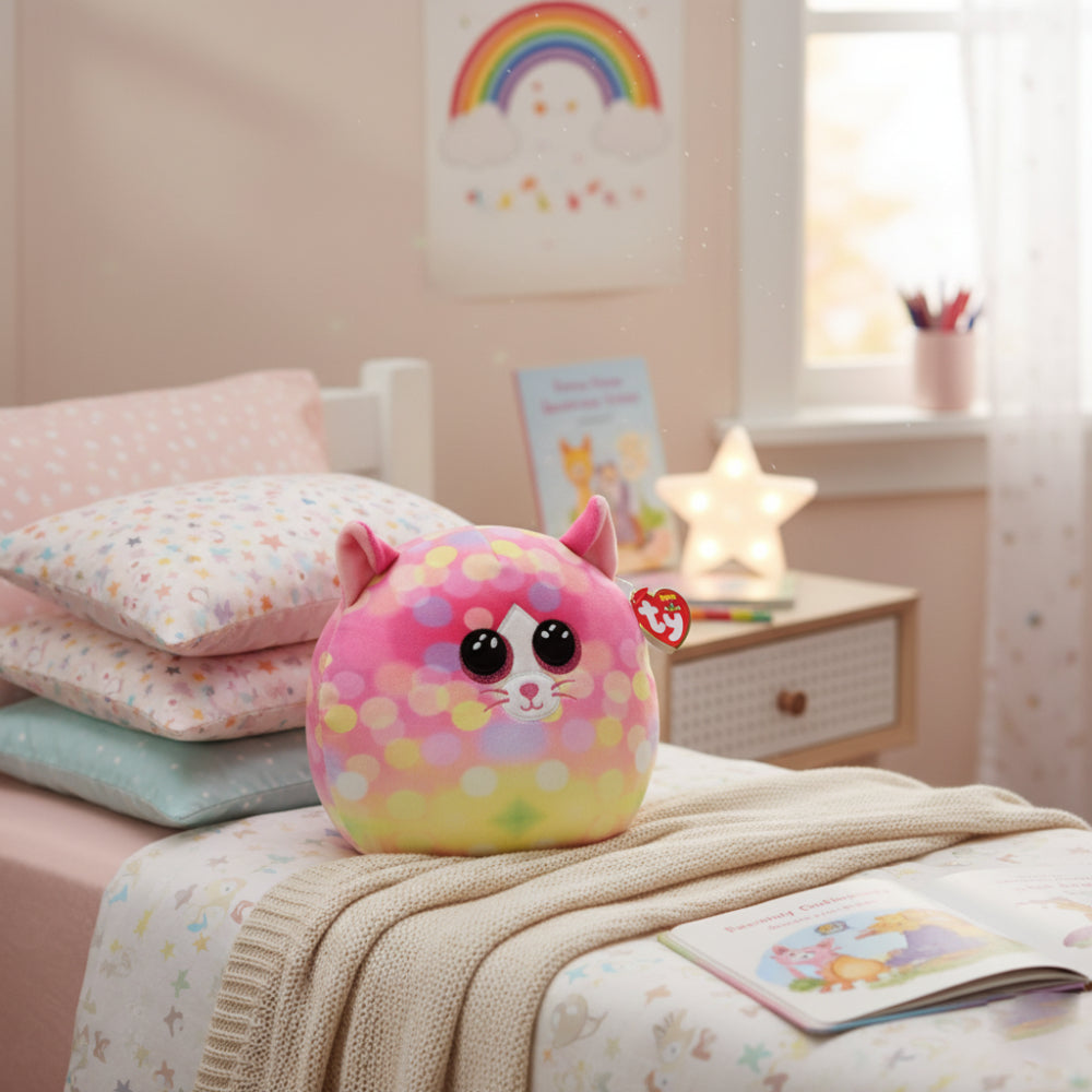 Ty Squish-A-Boos 10" Sonny Cat Plush Toy - Pink
