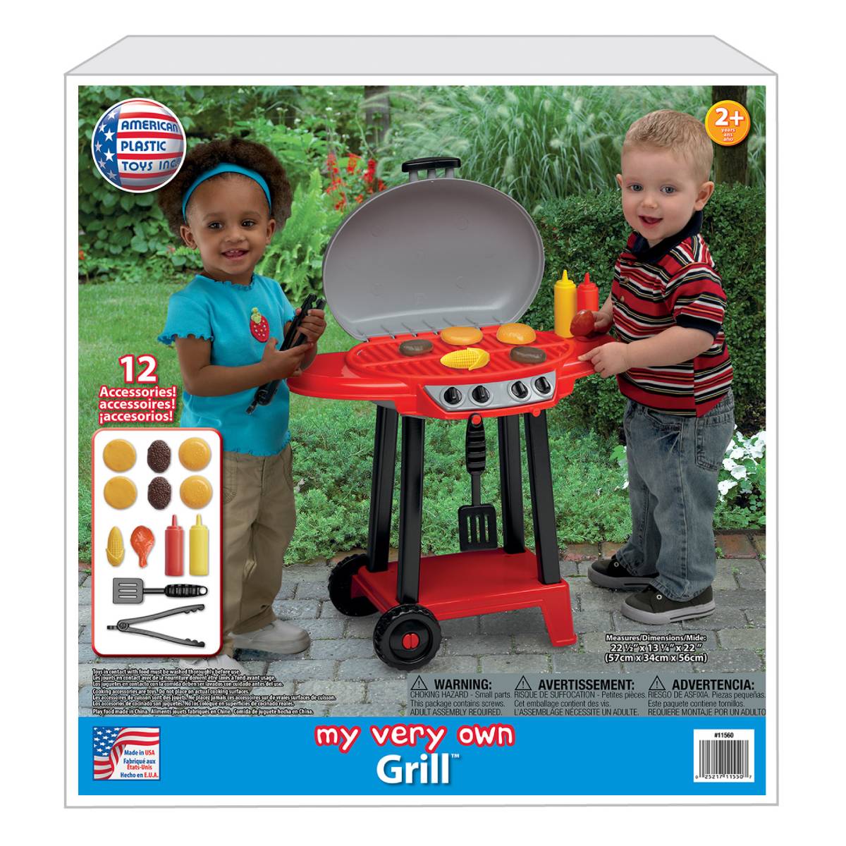American Plastic Toys My Very Own Grill Set (12 Pieces)- Red/Black