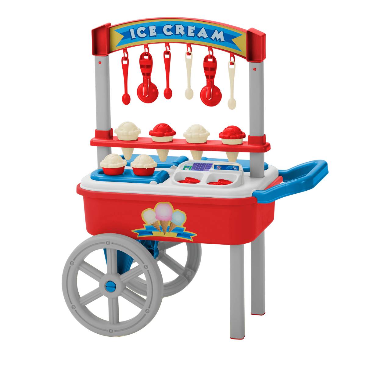American Plastic Toys My Very Own Ice Cream Cart Set- Red/Gray